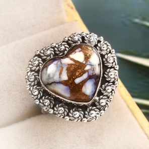 Purple Rose Dahlia Turquoise Size US 9 925 Sterling Silver Ring (RS61-296)