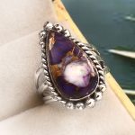 Purple Rose Dahlia Turquoise Size US 7 925 Sterling Silver Ring (RS61-264)