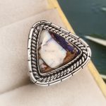 Purple Rose Dahlia Turquoise Size US 9 925 Sterling Silver Ring (RS61-324)
