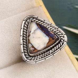 Purple Rose Dahlia Turquoise Size US 9 925 Sterling Silver Ring (RS61-324)