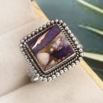 Purple Rose Dahlia Turquoise Size US 10 925 Sterling Silver Ring (RS61-309)