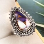 Purple Rose Dahlia Turquoise Size US 9 925 Sterling Silver Ring (RS61-303)