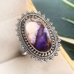 Purple Rose Dahlia Turquoise Size US 9 925 Sterling Silver Ring (RS61-302)