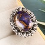 Purple Rose Dahlia Turquoise Size US 7 925 Sterling Silver Ring (RS61-266)