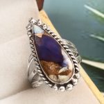 Purple Rose Dahlia Turquoise Size US 9 925 Sterling Silver Ring (RS61-301)
