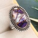 Purple Rose Dahlia Turquoise Size US 7 925 Sterling Silver Ring (RS61-267)