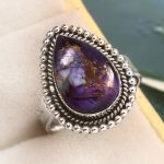 Purple Rose Dahlia Turquoise Size US 8 925 Sterling Silver Ring (RS61-284)
