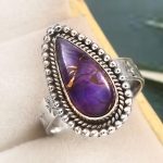 Purple Rose Dahlia Turquoise Size US 8 925 Sterling Silver Ring (RS61-285)