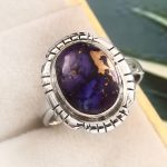 Purple Rose Dahlia Turquoise Size US 10 925 Sterling Silver Ring (RS61-318)