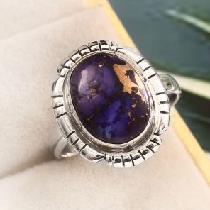 Purple Rose Dahlia Turquoise Size US 10 925 Sterling Silver Ring (RS61-318)