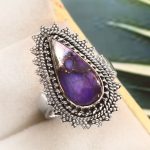 Purple Rose Dahlia Turquoise Size US 8 925 Sterling Silver Ring (RS61-287)