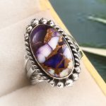 Purple Rose Dahlia Turquoise Size US 7 925 Sterling Silver Ring (RS61-268)