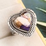 Purple Rose Dahlia Turquoise Size US 8 925 Sterling Silver Ring (RS61-325)