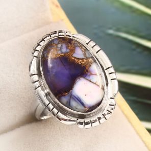 Purple Rose Dahlia Turquoise Size US 9 925 Sterling Silver Ring (RS61-323)
