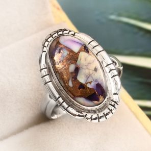 Purple Rose Dahlia Turquoise Size US 9 925 Sterling Silver Ring (RS61-322)