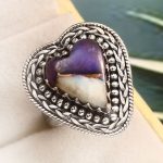 Purple Rose Dahlia Turquoise Size US 7 925 Sterling Silver Ring (RS61-272)