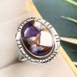 Purple Rose Dahlia Turquoise Size US 10 925 Sterling Silver Ring (RS61-320)