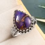 Purple Rose Dahlia Turquoise Size US 10 925 Sterling Silver Ring (RS61-311)