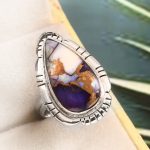 Purple Rose Dahlia Turquoise Size US 7 925 Sterling Silver Ring (RS61-329)