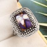 Purple Rose Dahlia Turquoise Size US 10 925 Sterling Silver Ring (RS61-314)