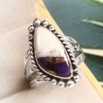 Purple Rose Dahlia Turquoise Size US 8 925 Sterling Silver Ring (RS61-293)