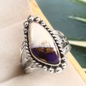 Purple Rose Dahlia Turquoise Size US 8 925 Sterling Silver Ring (RS61-293)
