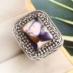Purple Rose Dahlia Turquoise Size US 9 925 Sterling Silver Ring (RS61-298)