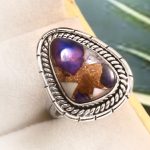 Purple Rose Dahlia Turquoise Size US 8 925 Sterling Silver Ring (RS61-326)
