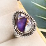 Purple Rose Dahlia Turquoise Size US 6 925 Sterling Silver Ring (RS61-256)