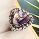 Purple Rose Dahlia Turquoise Size US 10 925 Sterling Silver Ring (RS61-315)