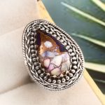 Purple Rose Dahlia Turquoise Size US 7 925 Sterling Silver Ring (RS61-275)