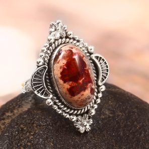Mexican Fire Opal Size US 10 925 Sterling Silver Ring (REXT54-74)