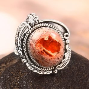 Mexican Fire Opal Adjustable 925 Sterling Silver Ring (REXT54-38)