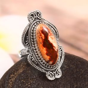 Mexican Fire Opal Size US 9 925 Sterling Silver Ring (REXT54-67)