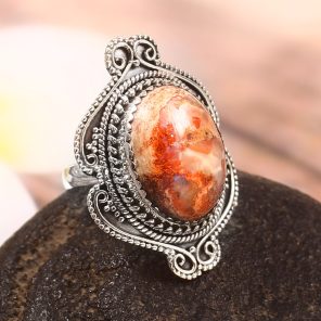 Mexican Fire Opal Size US 6 925 Sterling Silver Ring (REXT54-52)
