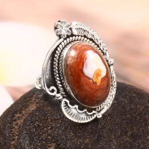 Mexican Fire Opal Adjustable 925 Sterling Silver Ring (REXT54-76)