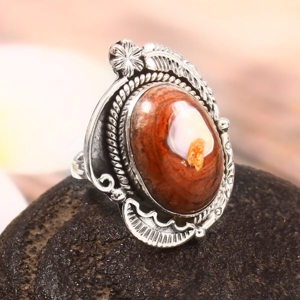 Mexican Fire Opal Adjustable 925 Sterling Silver Ring (REXT54-76)