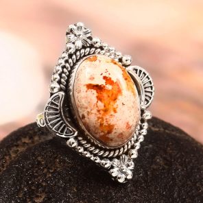 Mexican Fire Opal Size US 6 925 Sterling Silver Ring (REXT54-53)