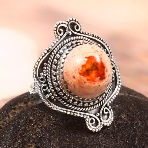 Mexican Fire Opal Size US 6 925 Sterling Silver Ring (REXT54-54)