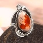 Mexican Fire Opal Adjustable 925 Sterling Silver Ring (REXT54-43)