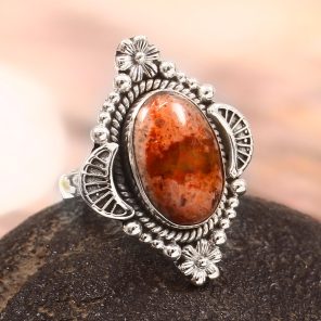 Mexican Fire Opal Size US 6 925 Sterling Silver Ring (REXT54-55)
