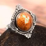 Mexican Fire Opal Size US 9 925 Sterling Silver Ring (REXT54-69)