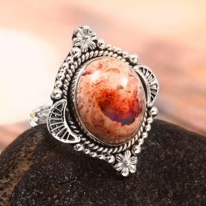 Mexican Fire Opal Size US 10 925 Sterling Silver Ring (REXT54-72)