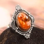 Mexican Fire Opal Size US 8 925 Sterling Silver Ring (REXT54-63)