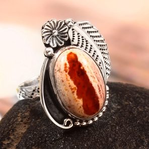 Mexican Fire Opal Size US 10 925 Sterling Silver Ring (REXT54-71)