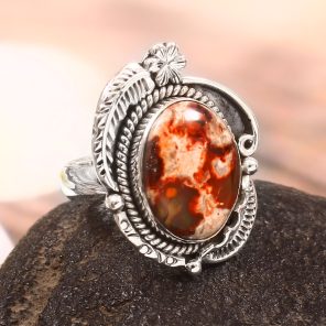 Mexican Fire Opal Adjustable 925 Sterling Silver Ring (REXT54-45)
