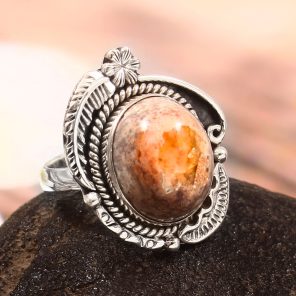 Mexican Fire Opal Adjustable 925 Sterling Silver Ring (REXT54-46)