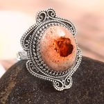 Mexican Fire Opal Size US 10 925 Sterling Silver Ring (REXT54-73)