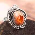 Mexican Fire Opal Adjustable 925 Sterling Silver Ring (REXT54-47)