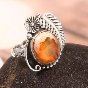 Mexican Fire Opal Size US 6 925 Sterling Silver Ring (REXT54-57)